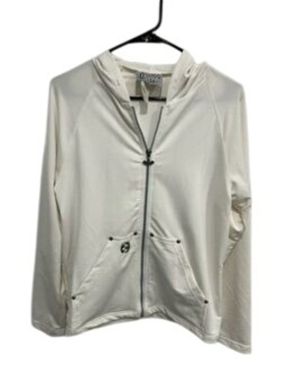 IXSPA Medium White Full Zip Hooded Jacket Lightweight Gorpcore Minimalist